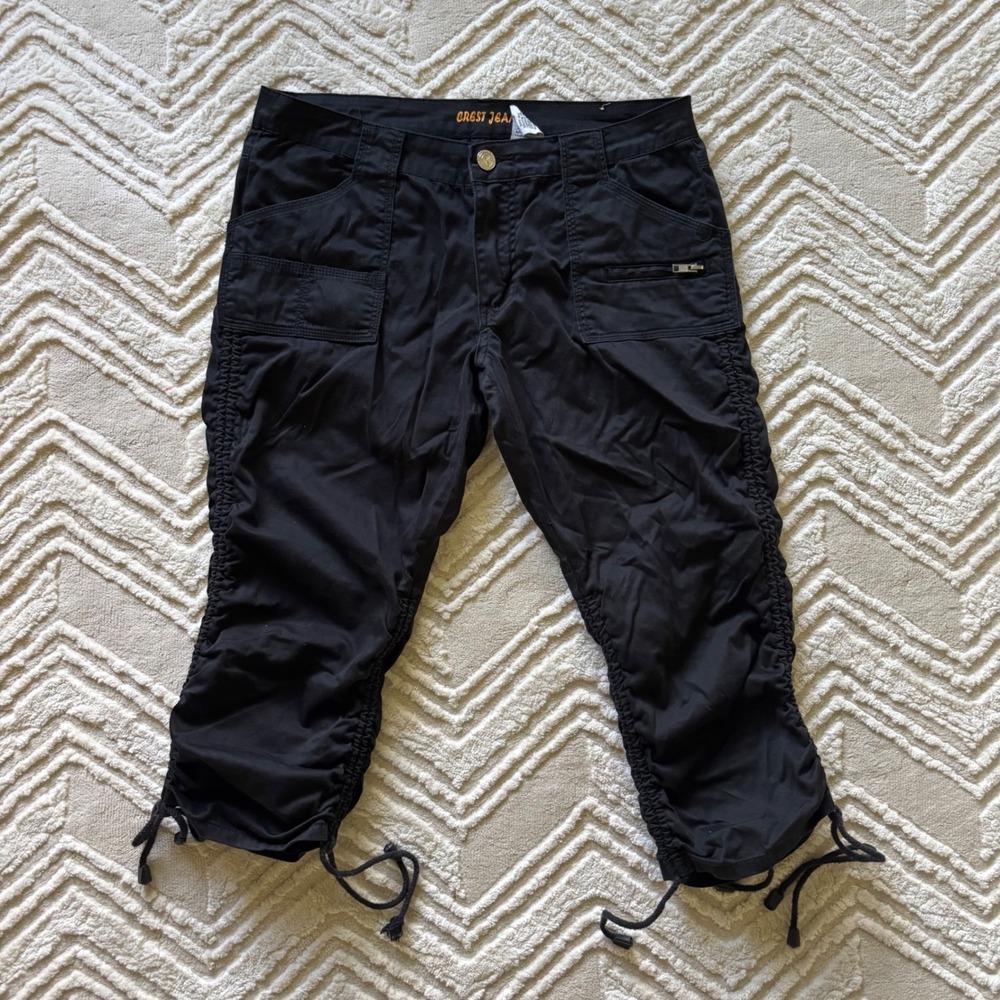 Y2K Black Cargo Capri Pants